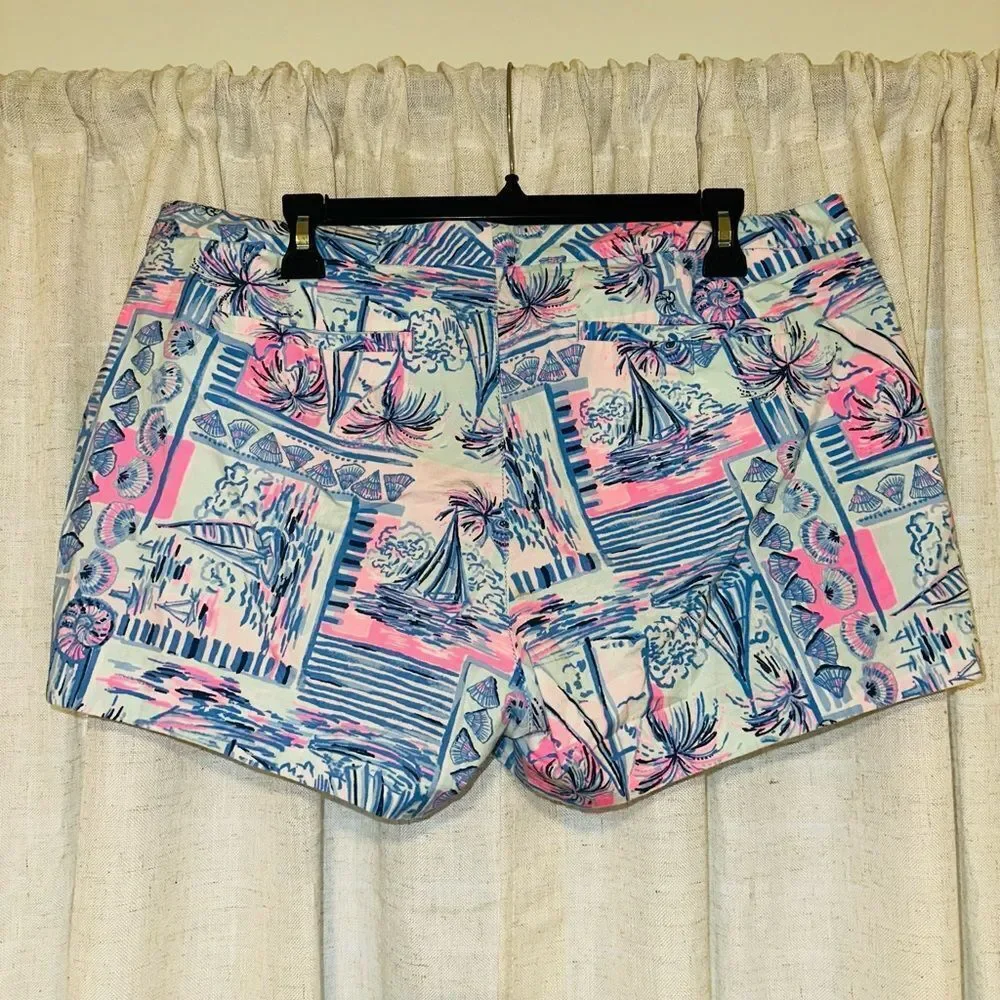 Lilly Pulitzer Adie Ruffle Pocket shorts whisper blue yeah bouy SIZE 12